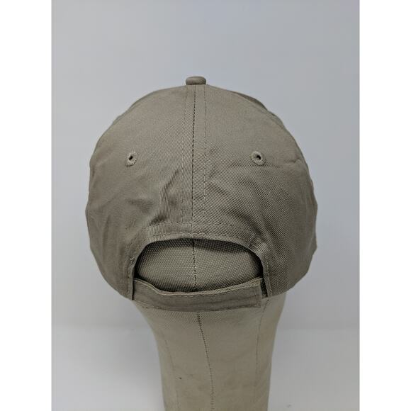 Ice USA Strapback Hat Adjustable Port & Company Embroidered Logo Tan Beige - Picture 5 of 10